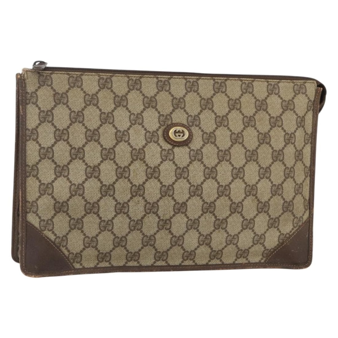 GUCCI GG Supreme Beige PVC Clutch Bag Auth 97 01 029: GUCCI GG Supreme Beige PVC Clutch Bag Auth 97 01 029 This GUCCI GG Supreme Clutch Bag embodies elegance and functionality, crafted from durable PVC leather in a sophisticated beige hue. Featuring a cl