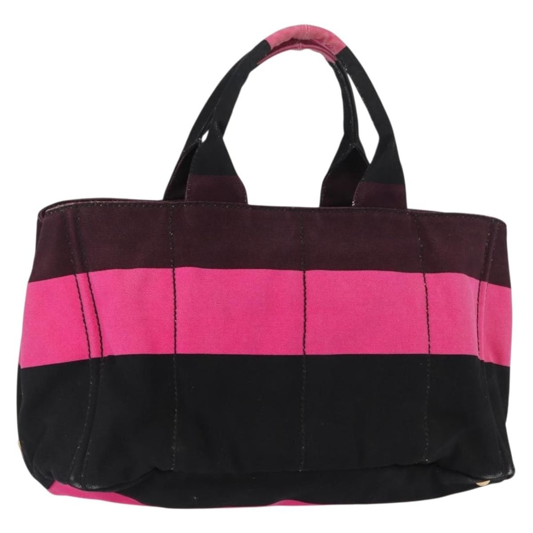 PRADA Canapa GM Pink Black Canvas Hand Bag Italy Auth (1 of 18)