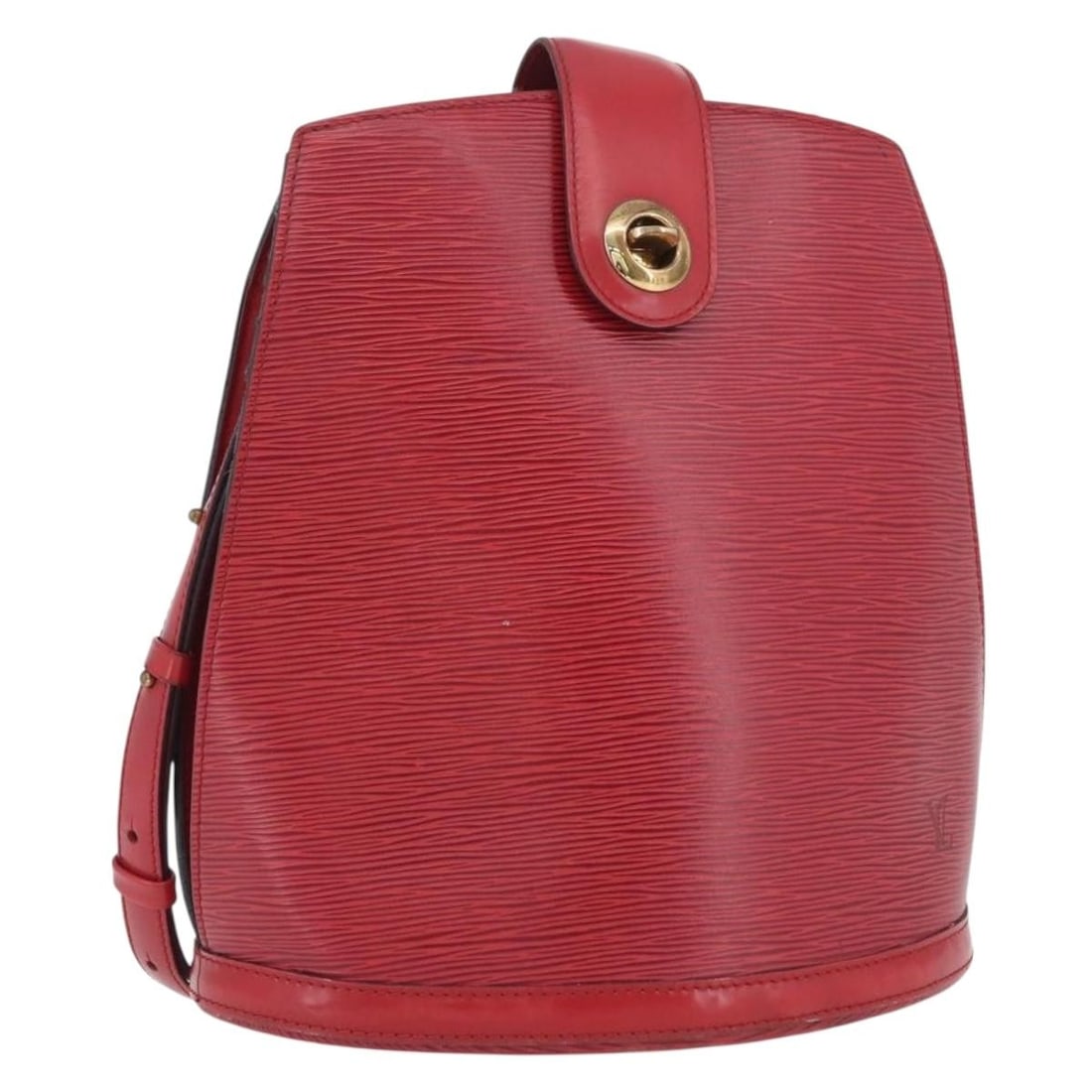 Epi Leather Cluny Shoulder Bag in Red by Louis Vuitton M52257: Epi Leather Cluny Shoulder Bag in Red by Louis Vuitton M52257 This Louis Vuitton Epi Cluny shoulder bag features durable Epi leather in red, designed for women. The bag shows significant signs of use,