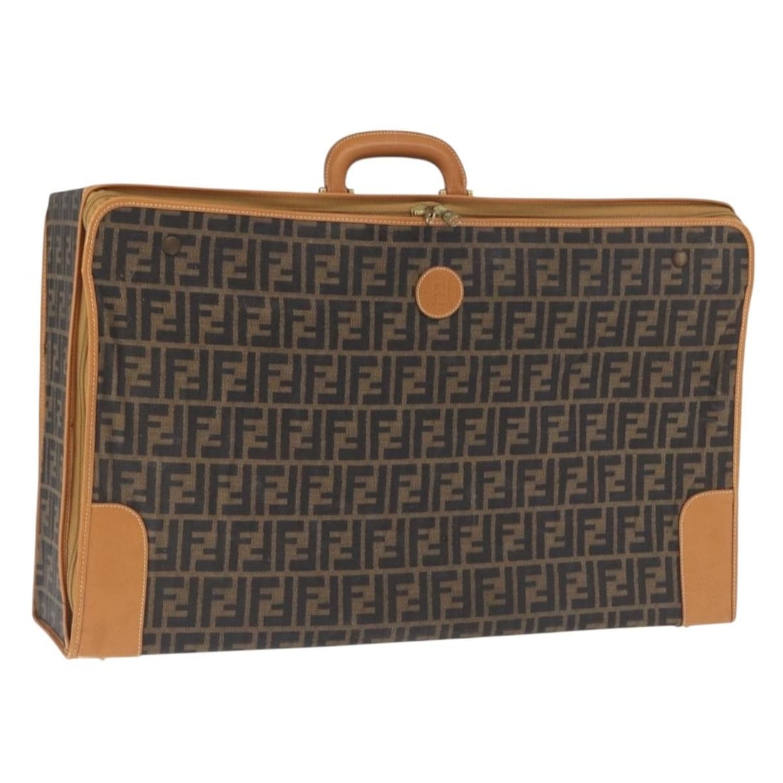 Zucca Canvas Trunk in Black Brown Gold by FENDI: Zucca Canvas Trunk in Black Brown Gold by FENDI This FENDI Zucca Canvas trunk features a distinctive black, brown, and gold color scheme with the iconic Zucca canvas material. Made in Italy, it is des