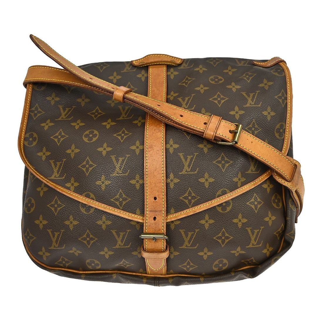 Louis Vuitton Saumur 35 Monogram Canvas Medium Vintage Shoulder Bag: Louis Vuitton Saumur 35 Monogram Canvas Medium Vintage Shoulder Bag This Louis Vuitton Saumur 35 is a vintage shoulder bag crafted from monogram canvas leather with brown leather crossbody straps. It
