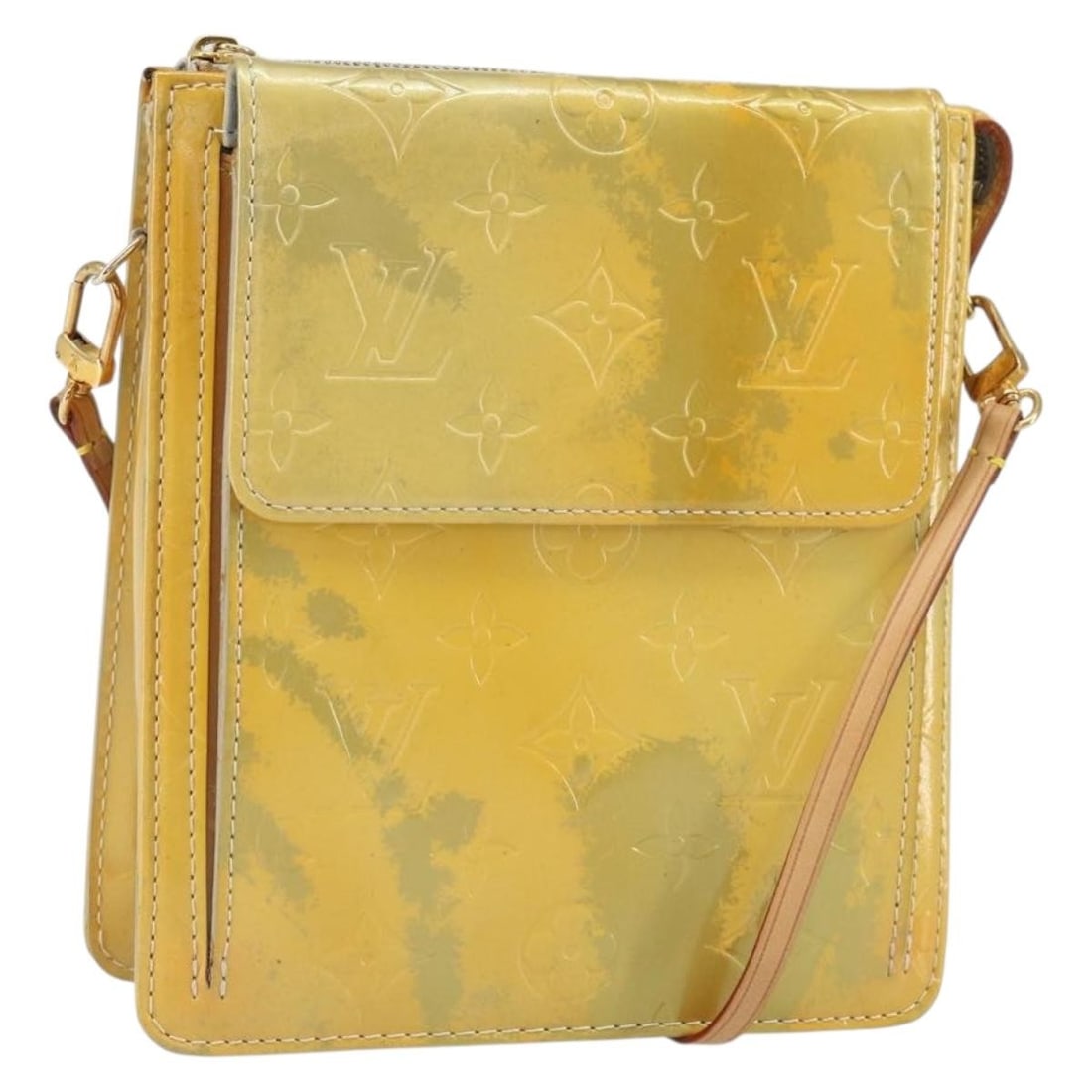 Louis Vuitton Vernis Motto Patent Leather Accessory Bag Gris M91030 with Strap: Louis Vuitton Vernis Motto Patent Leather Accessory Bag Gris M91030 with Strap This Louis Vuitton Monogram Vernis Motto Accessory Pouch in Gris features a sleek patent leather exterior and comes with