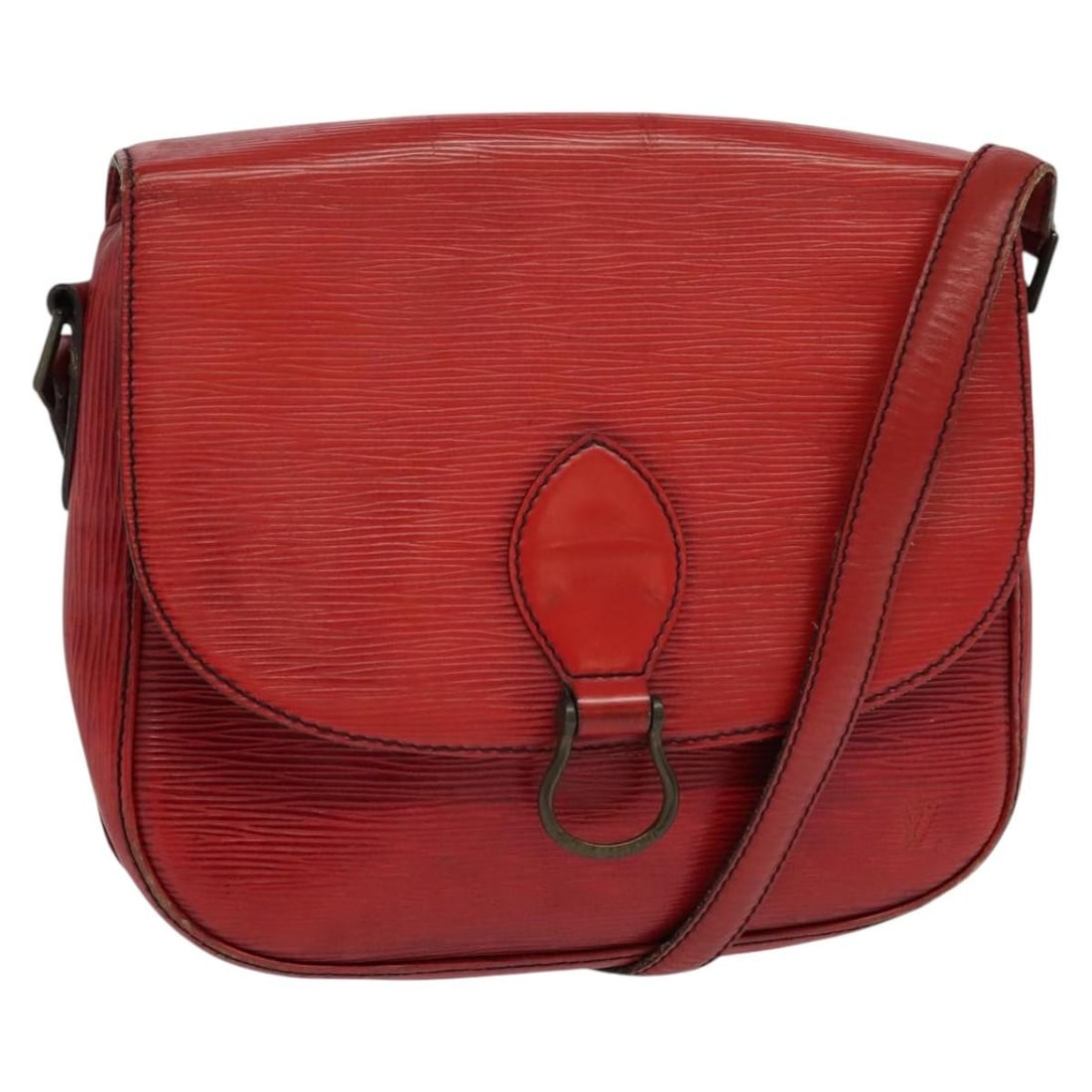 Louis Vuitton Epi Leather Saint Cloud GM Red Shoulder Bag M52197: Louis Vuitton Epi Leather Saint Cloud GM Red Shoulder Bag M52197 This is a Louis Vuitton Epi Saint Cloud GM shoulder bag in red Epi leather. The bag features a structured silhouette with a flap closur