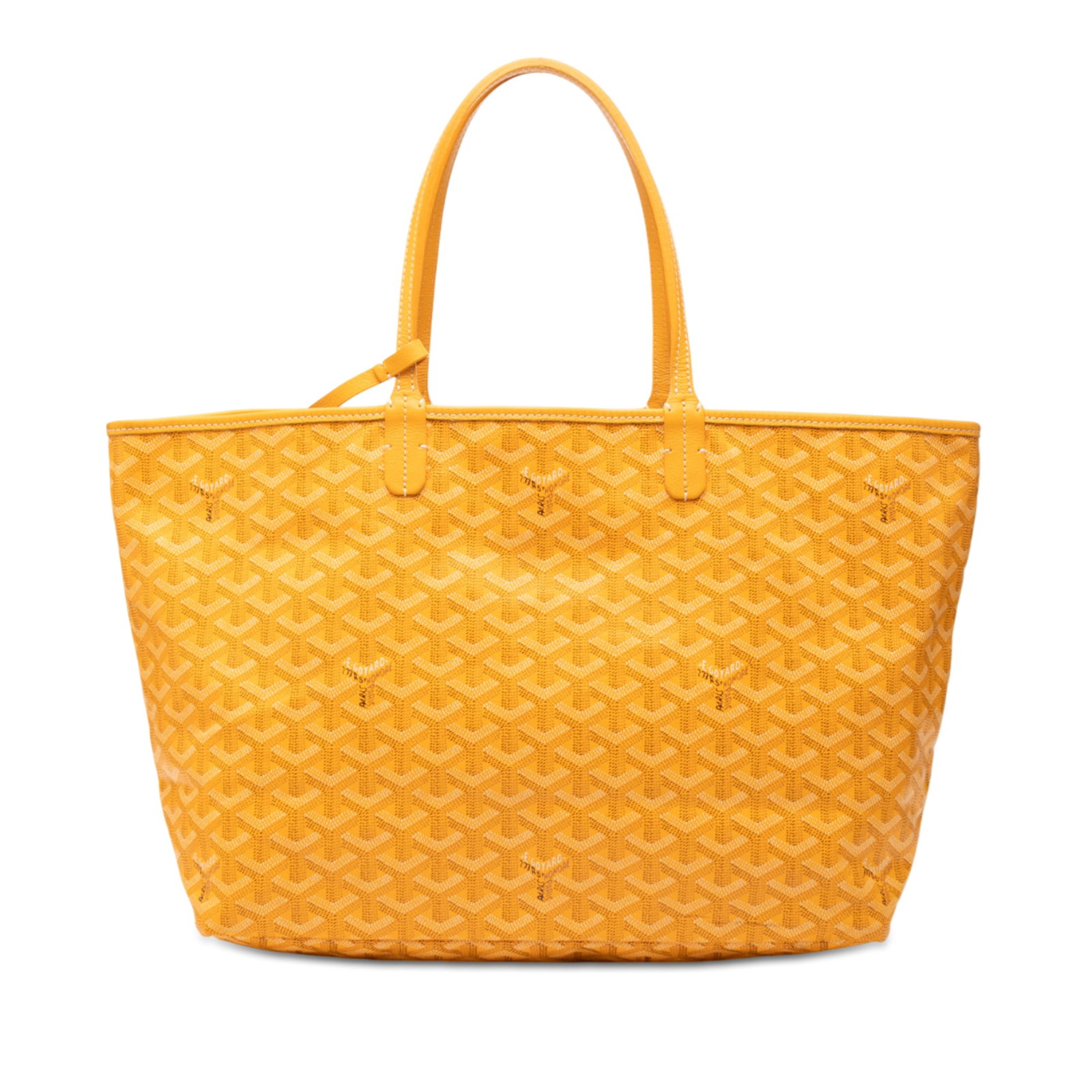 Goyard Artois PM Yellow Tote with Leather Trim and Zip Top: Goyard Artois PM Yellow Tote with Leather Trim and Zip Top The Goyardine Artois PM is a stylish handbag crafted from coated canvas with leather trim, featuring flat leather straps and a top zip closur