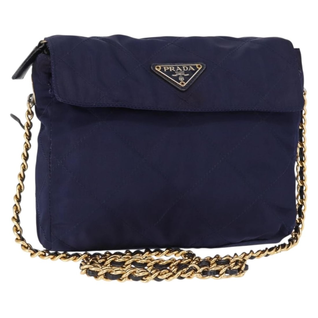 PRADA Purple Gold Nylon Chain Shoulder Bag Made in Italy: PRADA Purple Gold Nylon Chain Shoulder Bag Made in Italy Elevate your accessory game with this stylish PRADA Shoulder Bag, crafted from durable nylon in a striking purple and gold color combination. D