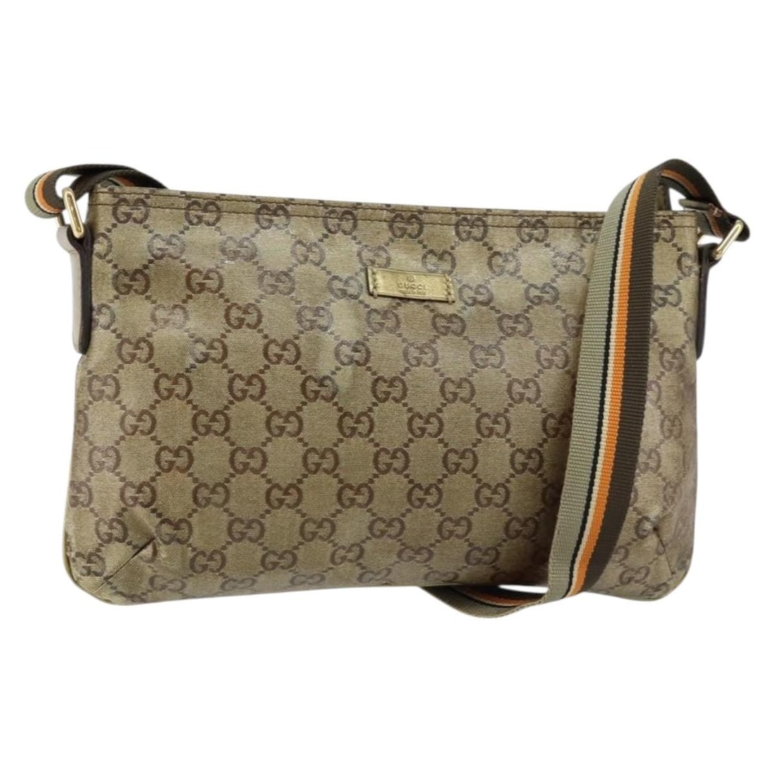 GUCCI GG Canvas Crystal Shoulder Bag Beige Gold 189749 Italy Auth (1 of 18)