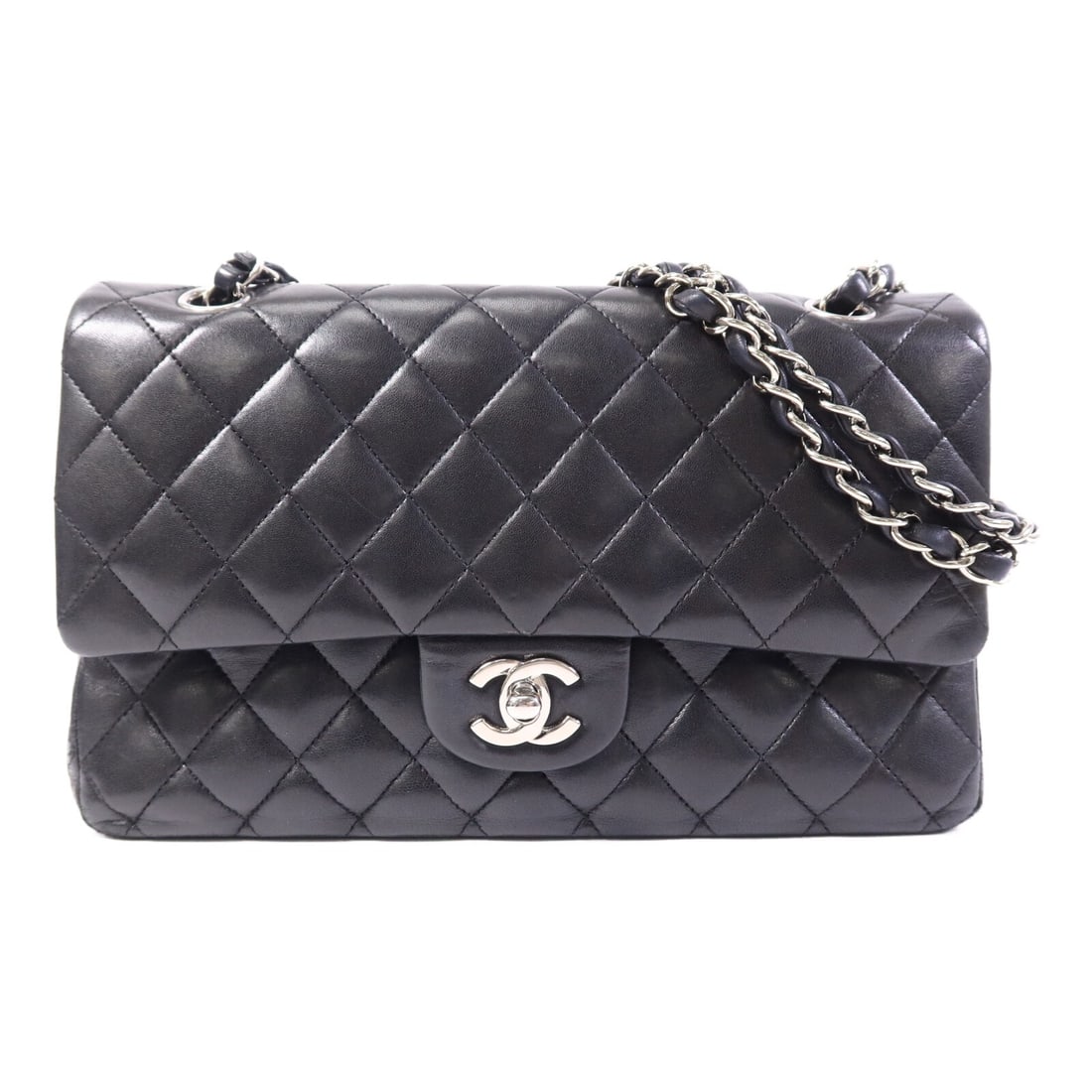 Chanel Classic Lambskin Black Chain Shoulder Bag Model A01112 Silver Hardware (1 of 17)