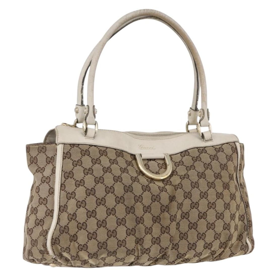 Beige and Gold GG Canvas Gucci Shoulder Bag Model 189831: Beige and Gold GG Canvas Gucci Shoulder Bag Model 189831 This is a women's Gucci GG Canvas shoulder bag in beige and gold, featuring the classic GG canvas exterior. The bag measures approximately 12.6