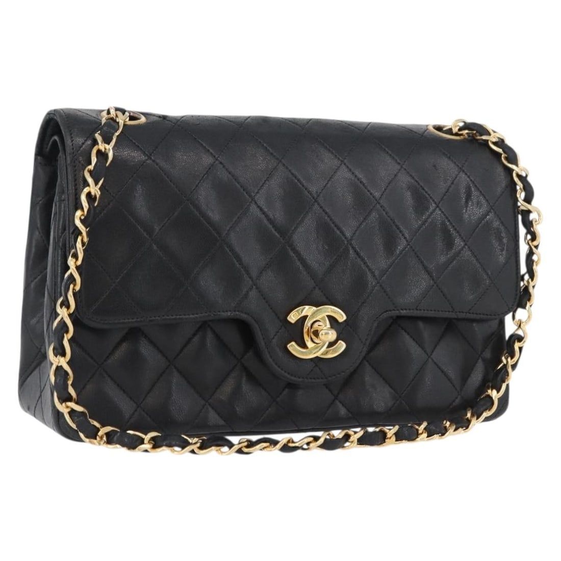 Chanel Black Lambskin Double Flap 23 Shoulder Bag with Gold Hardware (1 of 18)