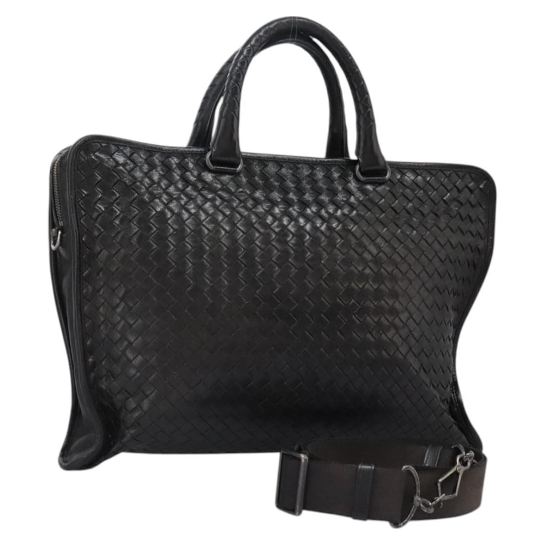 Bottega Veneta Black Leather Intrecciato Handbag with Shoulder Strap Italy (1 of 18)