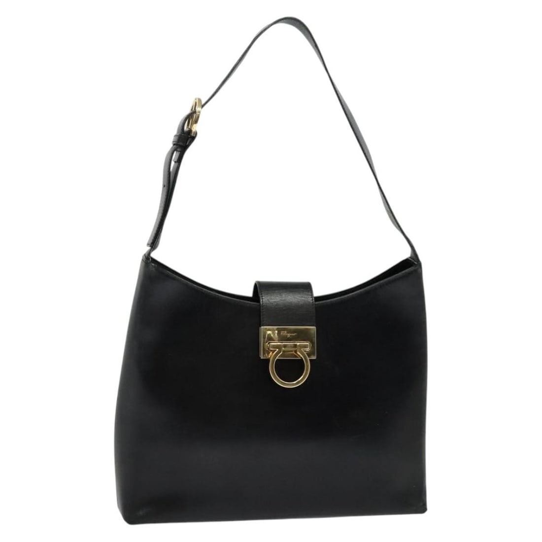 Black Leather Shoulder Bag by Salvatore Ferragamo Gancini 30cm x 26cm x 7cm (1 of 18)