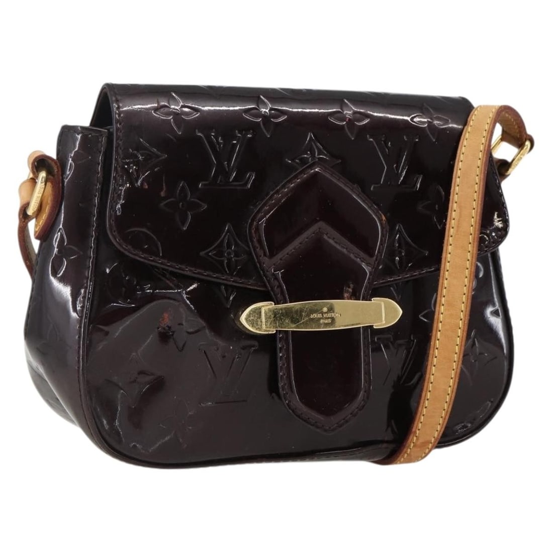 Louis Vuitton Bell Flower PM Shoulder Bag Monogram Vernis Amarante Patent Leather: Louis Vuitton Bell Flower PM Shoulder Bag Monogram Vernis Amarante Patent Leather This Louis Vuitton Monogram Vernis Bell Flower PM Shoulder Bag features an Amarante patent leather exterior with a glo