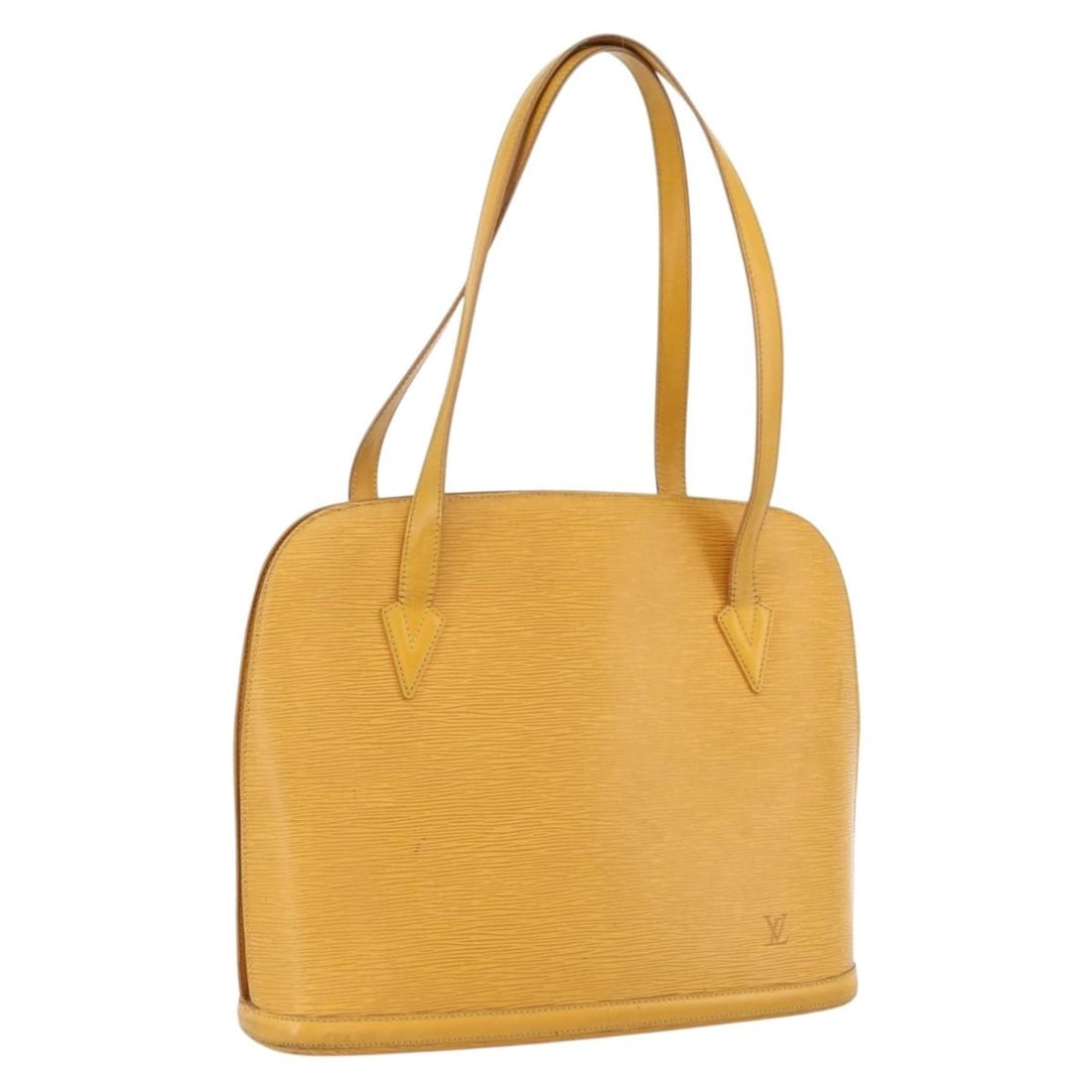 Louis Vuitton Epi Lussac Yellow Shoulder Bag M52289 France: Louis Vuitton Epi Lussac Yellow Shoulder Bag M52289 France This Louis Vuitton Epi Lussac shoulder bag features yellow Epi leather and is designed for women. The bag offers ample space with a structure