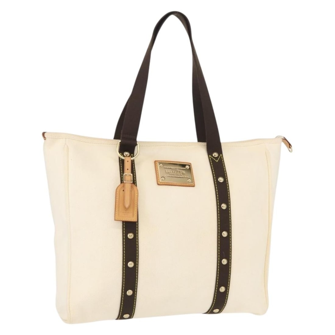 Louis Vuitton Antigua Cabas GM Canvas Tote M40033 White and Dark Brown (1 of 18)