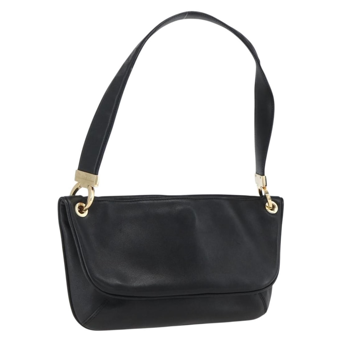 Salvatore Ferragamo Gold and Black Leather Women's Shoulder Bag: Salvatore Ferragamo Gold and Black Leather Women's Shoulder Bag This Salvatore Ferragamo shoulder bag features a gold and black leather exterior and is designed for women. The bag is made in Italy and