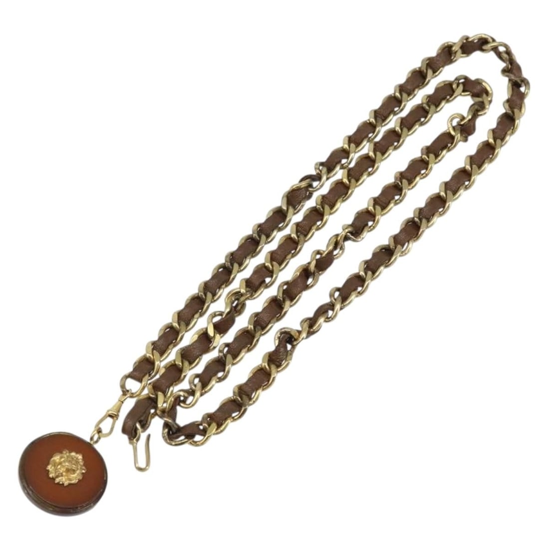 CHANEL Black and Gold Metal Chain Belt for Women France: CHANEL Black and Gold Metal Chain Belt for Women France This CHANEL chain belt features a distinctive black and gold color combination and is crafted from metal. Designed for women, it showcases the i