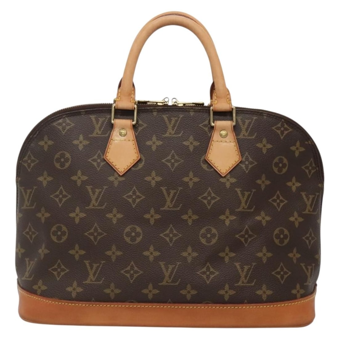 Louis Vuitton Alma Brown Monogram Canvas Women's Satchel Bag: Louis Vuitton Alma Brown Monogram Canvas Women's Satchel Bag The Louis Vuitton Alma handbag features the iconic Monogram canvas in brown, designed for women. The bag shows signs of use, including loss