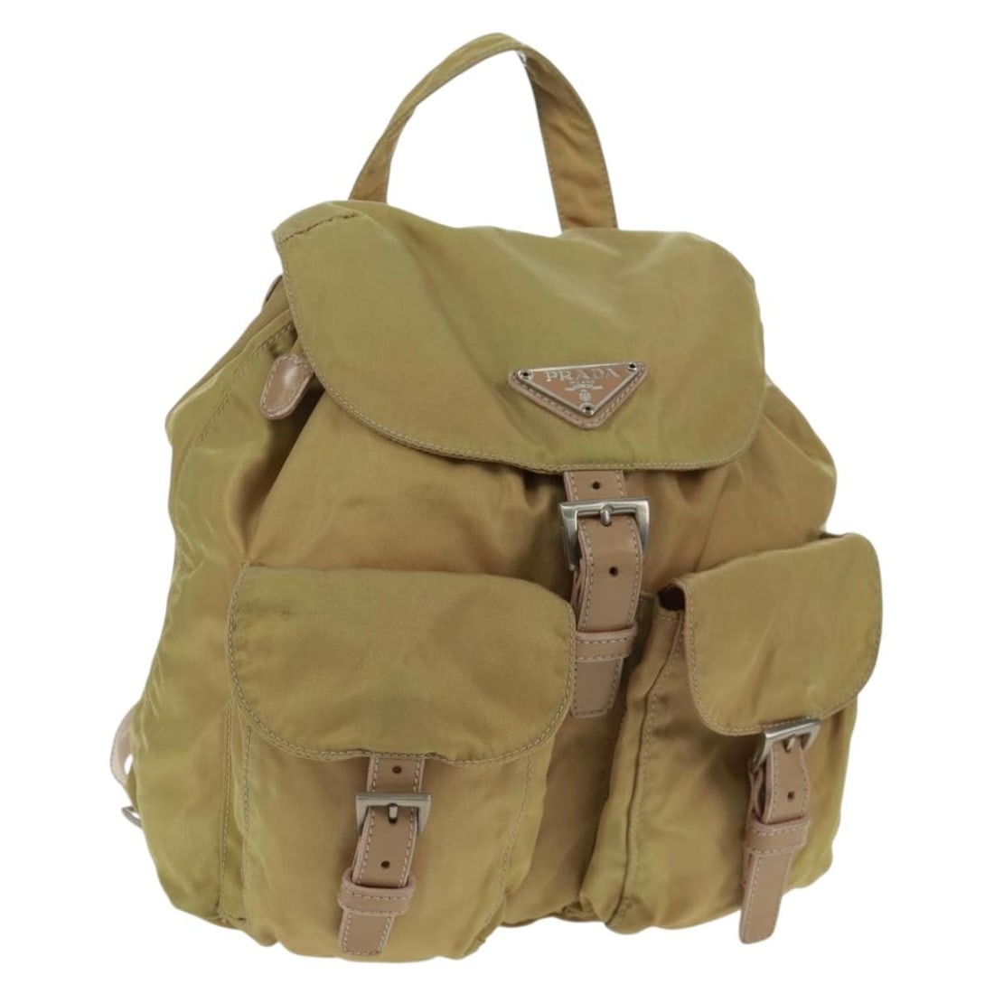 Beige Nylon PRADA Backpack with Silver Accents Made in Italy (1 of 18)