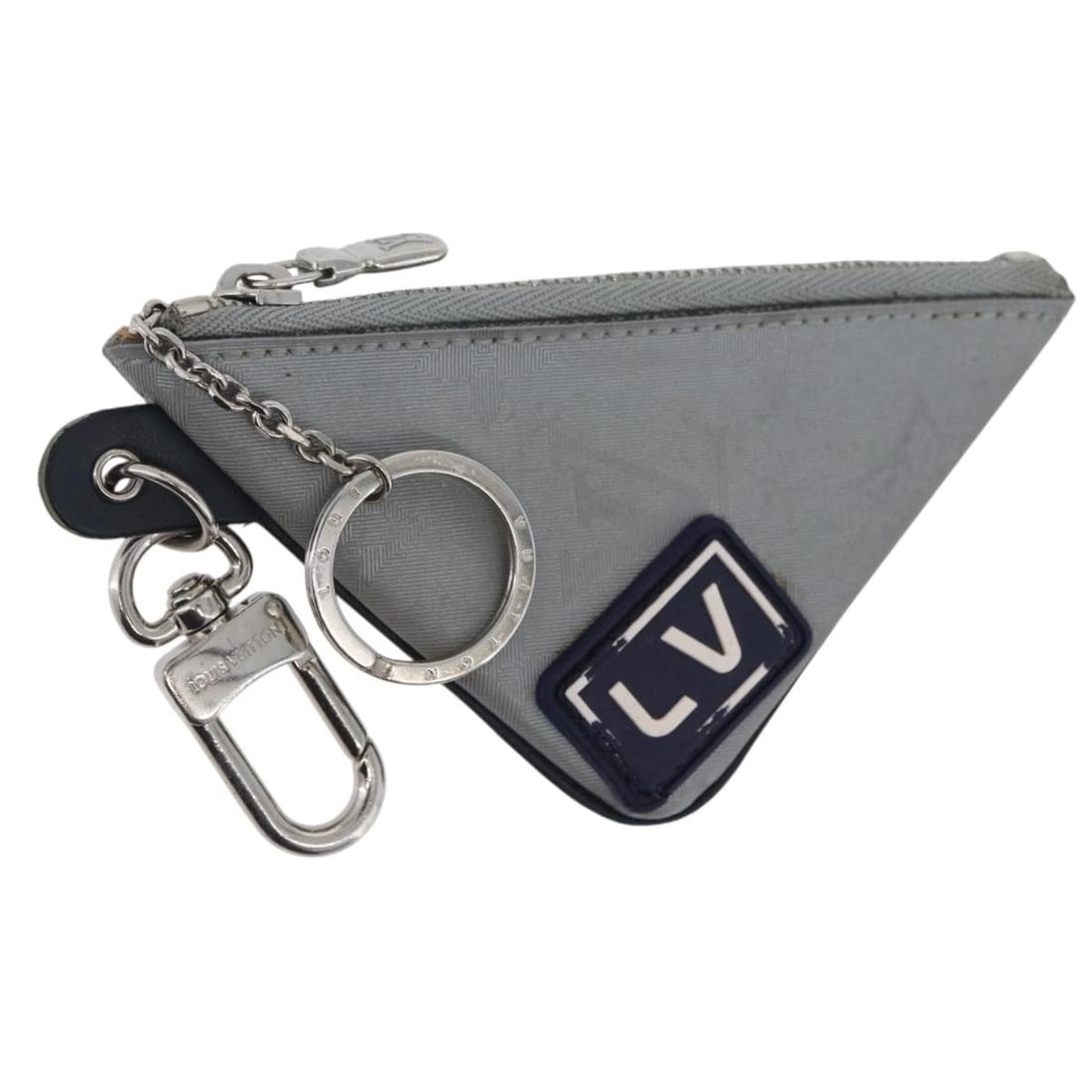 Louis Vuitton Silver Monogram Canvas MP2217 Key Holder Pouch: Louis Vuitton Silver Monogram Canvas MP2217 Key Holder Pouch This is a Louis Vuitton Monogram Satellite Porte Cles Pouch in silver, crafted from signature monogram canvas. Designed as a compact pouch