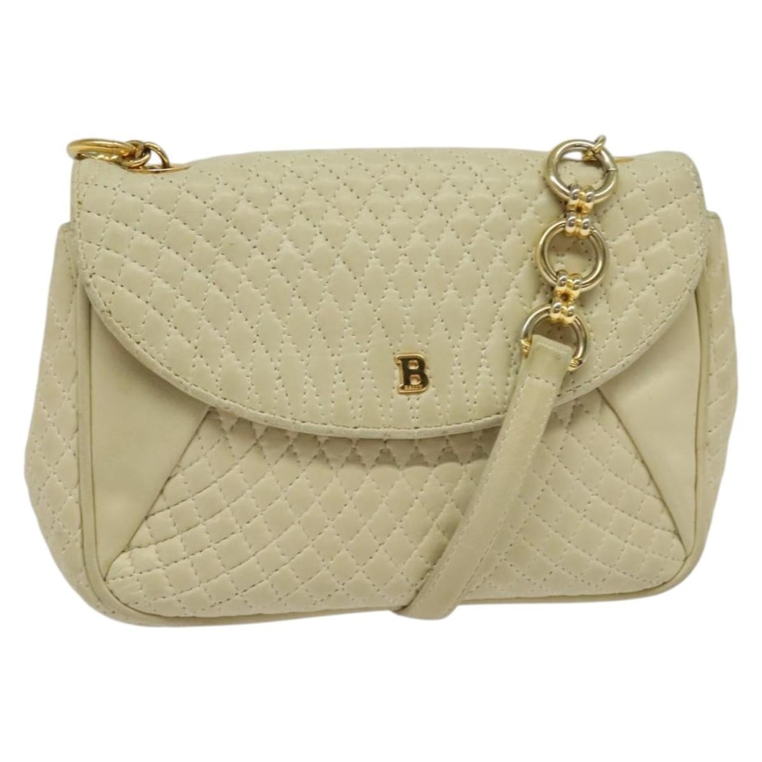 BALLY Leather Shoulder Bag Beige Gold Made in Italy (1 of 18)