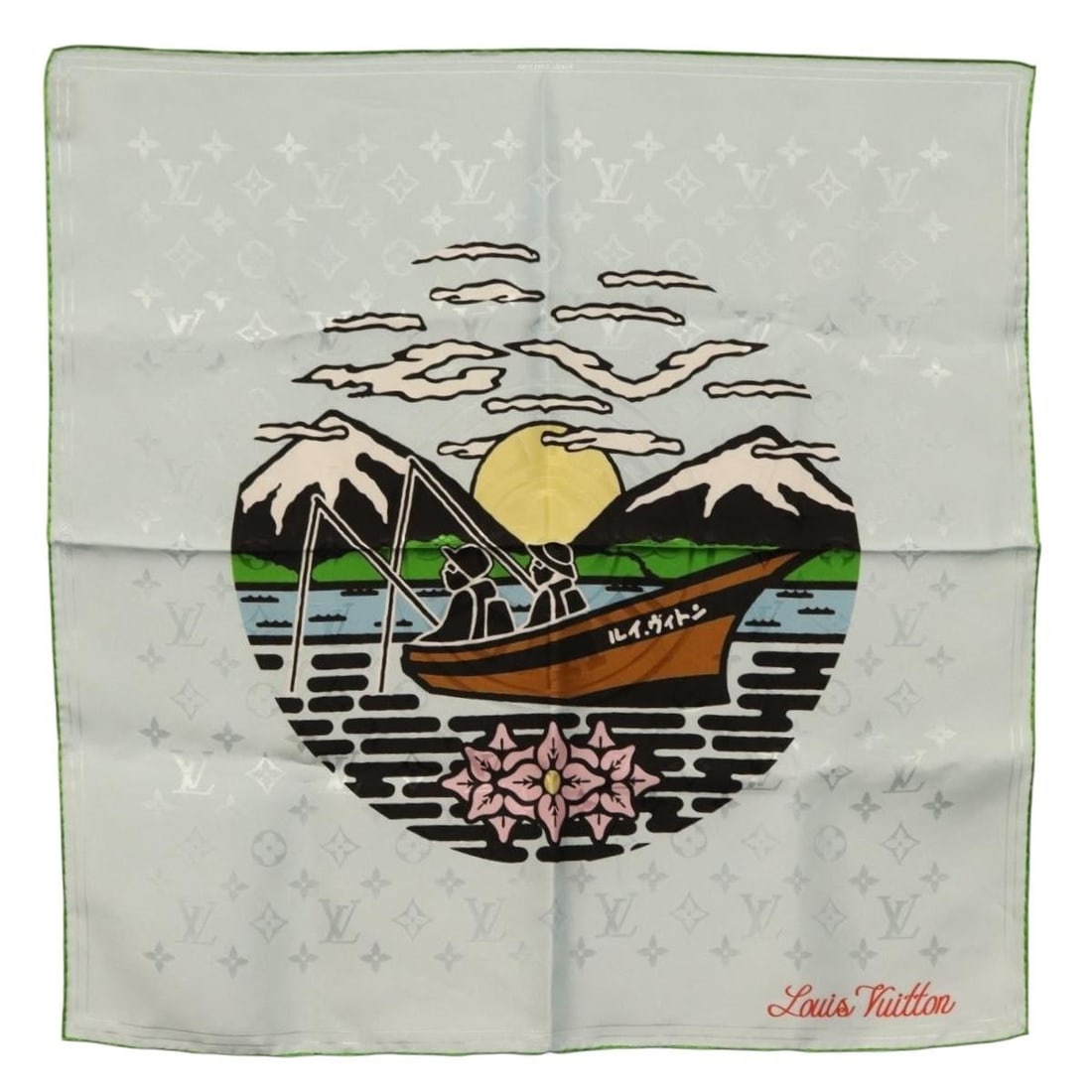 Louis Vuitton City Stamp Silk Bandana Scarf Light Blue M96939: Louis Vuitton City Stamp Silk Bandana Scarf Light Blue M96939 This Louis Vuitton LV City Stamp Bandana S00 Scarf features a light blue color and is crafted from silk. The scarf measures approximately