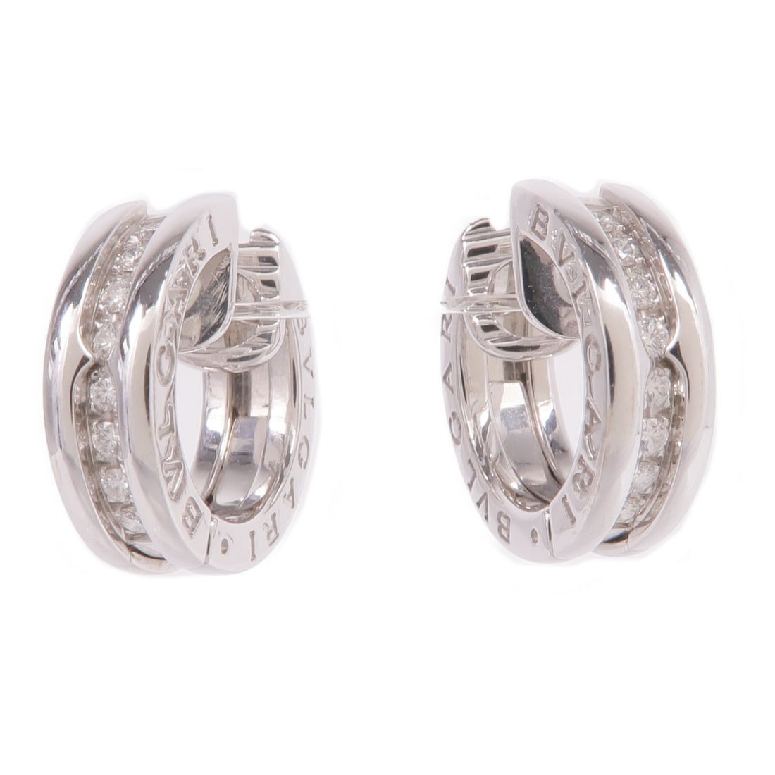B.zero1 Diamond Pierced Earrings in 18K White Gold by BVLGARI (1 of 8)