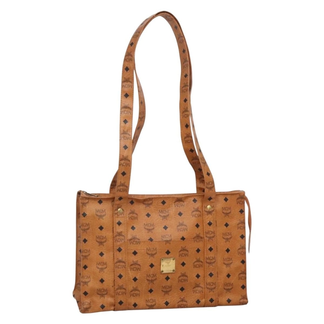 MCM Logogram Vicetos Shoulder Bag Brown Gold PVC Leather Auth Germany: MCM Logogram Vicetos Shoulder Bag Brown Gold PVC Leather Auth Germany This MCM Logogram Vicetos Shoulder Bag is a stylish accessory crafted from durable PVC leather in a rich brown and gold color sche