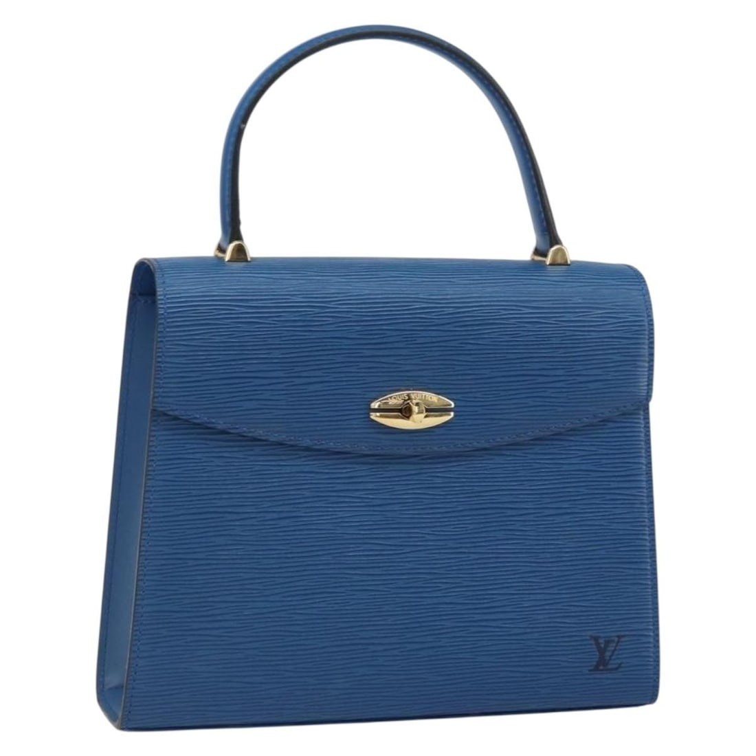 Blue Epi Leather Louis Vuitton Malesherbes Handbag with Dust Bag M52375: Blue Epi Leather Louis Vuitton Malesherbes Handbag with Dust Bag M52375 This Louis Vuitton Epi Malesherbes hand bag features blue Epi leather with a structured silhouette. Made in France, it offers a
