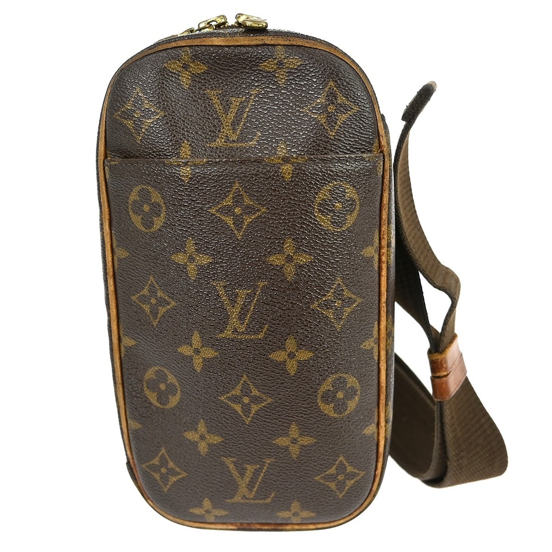 Louis Vuitton Pochette Gange Monogram Canvas Bum Bag M51870: Louis Vuitton Pochette Gange Monogram Canvas Bum Bag M51870 This Louis Vuitton Pochette Gange bum bag features the iconic Monogram canvas with a brown exterior and gold-tone hardware. Designed for uni