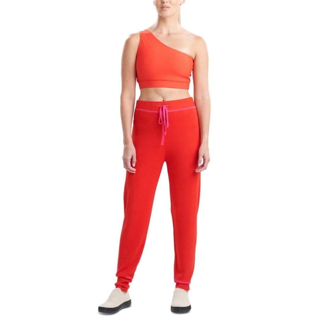 Josie Natori Salsa Red Knit Jogger Pants Women's Size S: Josie Natori Salsa Red Knit Jogger Pants Women's Size S Elevate your activewear collection with the Josie Natori Women's Retreat Sweater Knit Jogger Pants in a vibrant Salsa Red. Designed for comfort