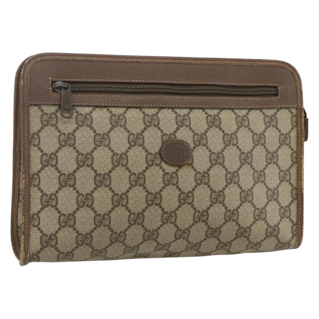 GUCCI GG Supreme Beige PVC Clutch Bag Authentic 151482 (1 of 18)
