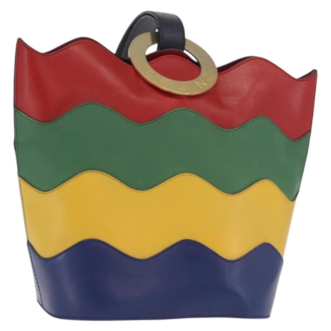 CELINE Multicolor Leather Circle Shoulder Bag Gold Tone Hardware Italy: CELINE Multicolor Leather Circle Shoulder Bag Gold Tone Hardware Italy This CELINE Circle shoulder bag features a multicolor leather exterior with gold-tone details. Designed for women, the bag is cra