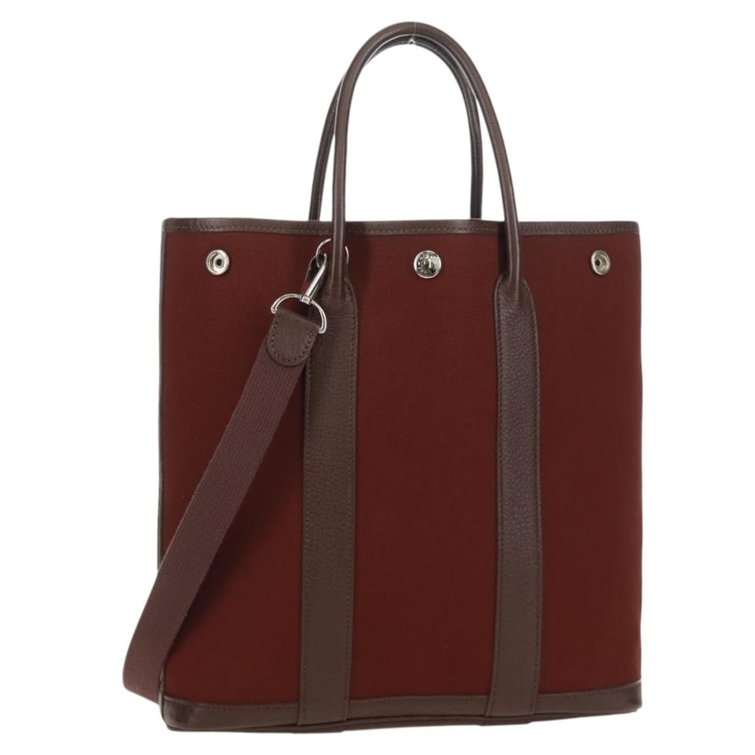 Hermes Garden File PM Brown Canvas Tote Shoulder Bag with Dust Bag: Hermes Garden File PM Brown Canvas Tote Shoulder Bag with Dust Bag The Hermes Garden File PM tote bag is crafted from brown canvas, offering a versatile 2-way design for both hand and shoulder carry.