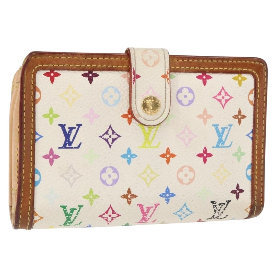 LOUIS VUITTON Multicolor Portefeuille Viennois Bifold Wallet White M92987 Auth (1 of 18)