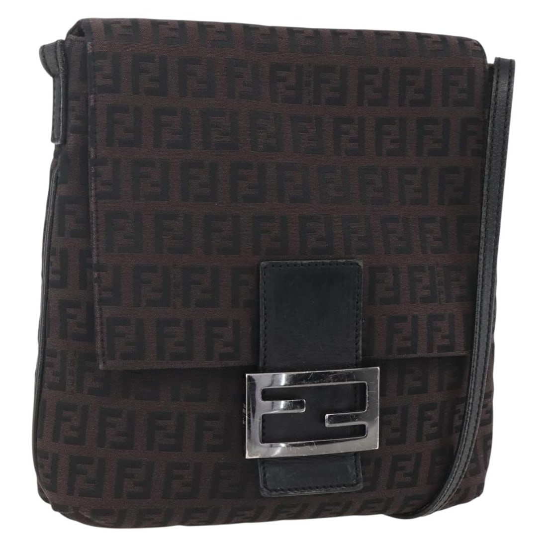 Fendi Zucchino Canvas Shoulder Bag Brown Silver Auth 157800: Fendi Zucchino Canvas Shoulder Bag Brown Silver Auth 157800 This stylish Fendi Zucchino Canvas Shoulder Bag combines elegance with practicality. Crafted in Italy, this bag features a distinctive brown