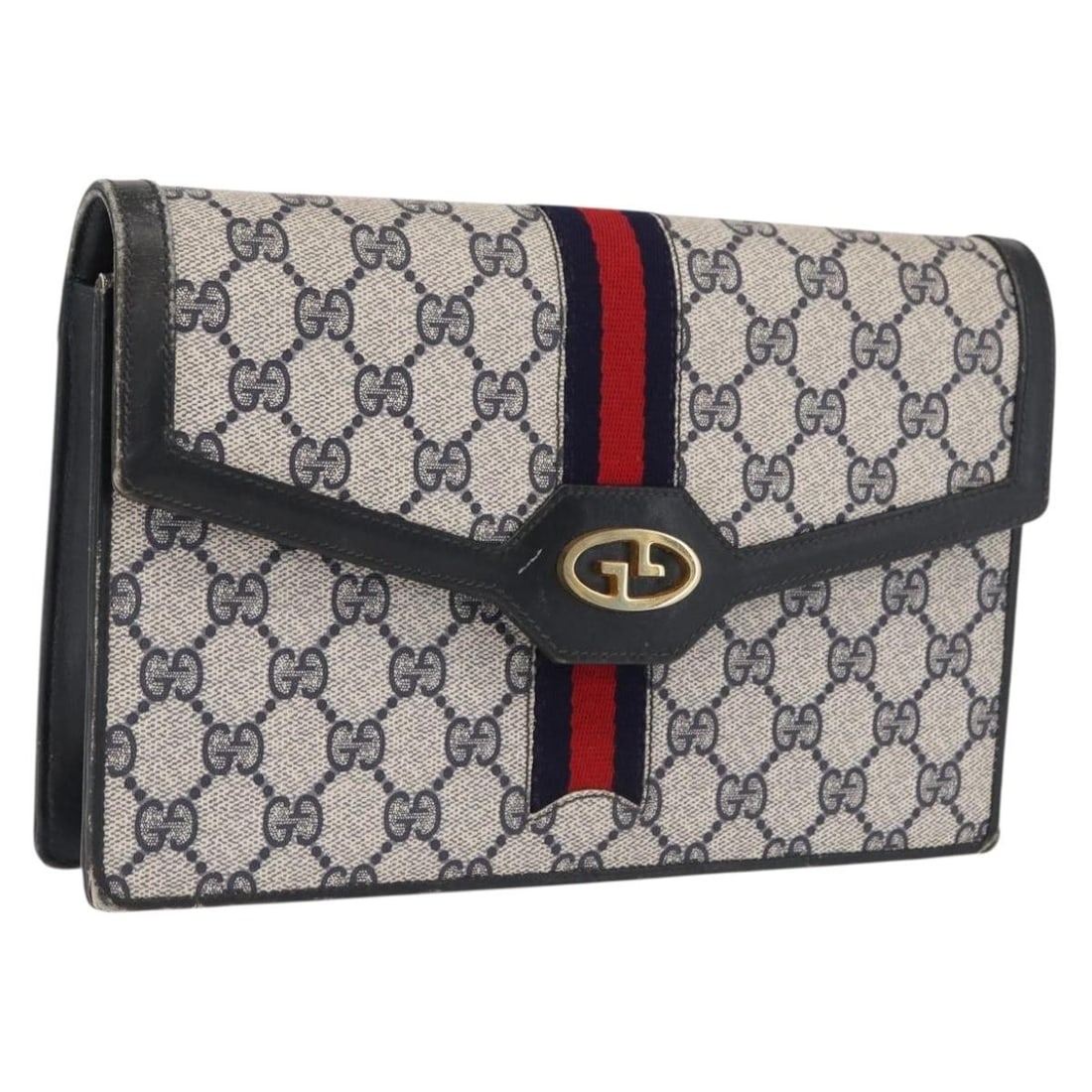 Navy PVC GG Supreme Sherry Line Shoulder Bag by Gucci (1 of 18)