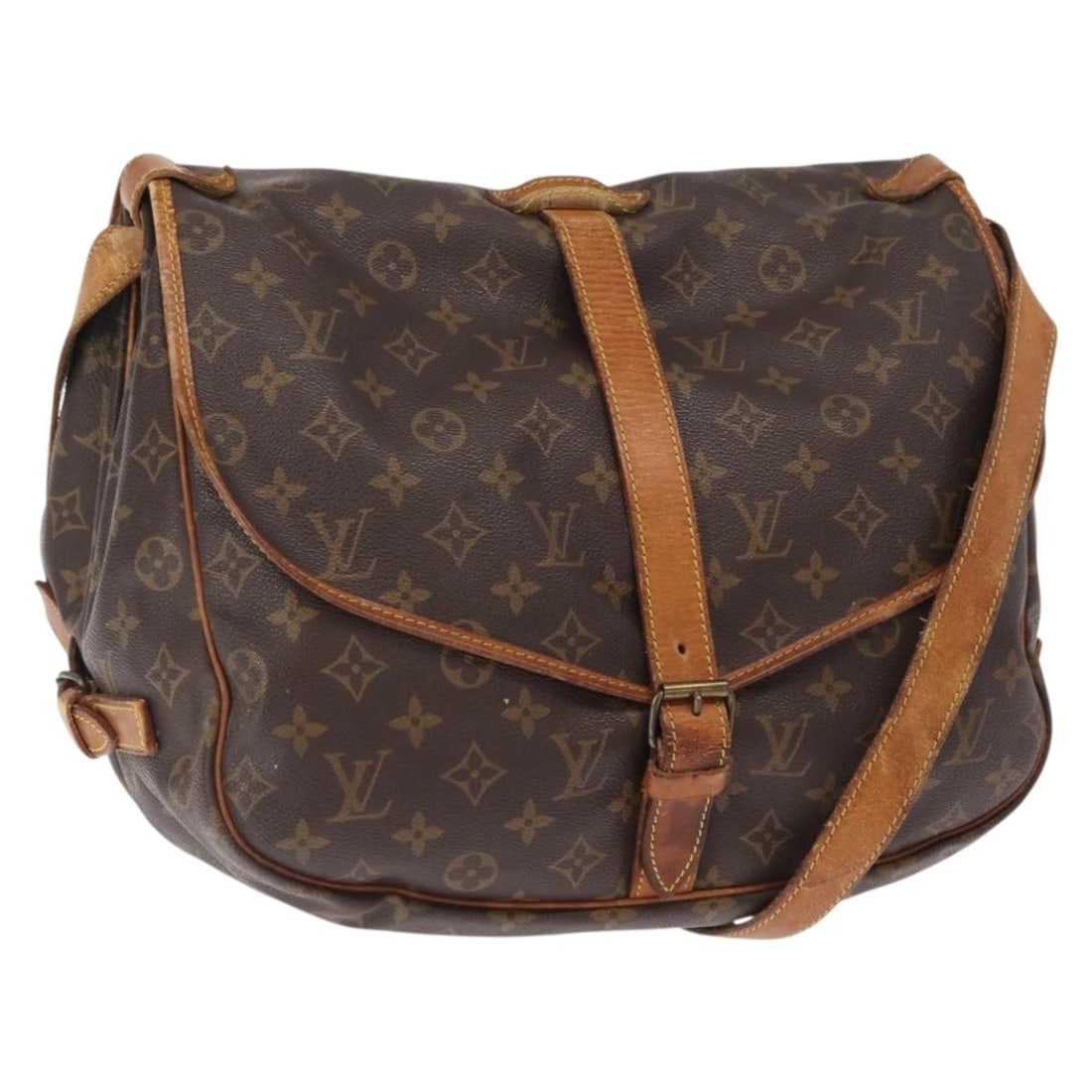Louis Vuitton Saumur 35 Monogram Canvas Shoulder Bag M42254 France: Louis Vuitton Saumur 35 Monogram Canvas Shoulder Bag M42254 France This is a Louis Vuitton Monogram Saumur 35 shoulder bag, crafted from signature Monogram canvas. The bag features an adjustable shoul