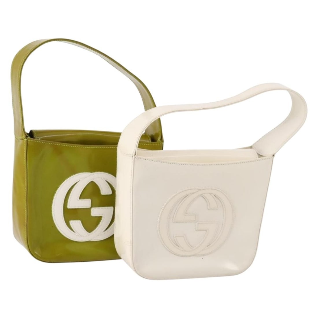 Gucci Patent Leather White Green Two Handbag Set for Women Italy (1 of 17)