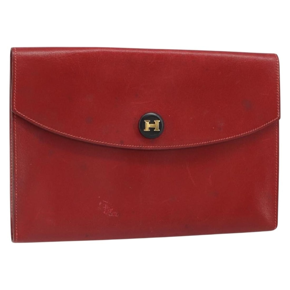 Red Leather Hermes Clutch Bag Made in France: Red Leather Hermes Clutch Bag Made in France This is an HERMES clutch bag crafted from red leather. The bag features a simple and elegant design with a compact silhouette. Please note, this item is he