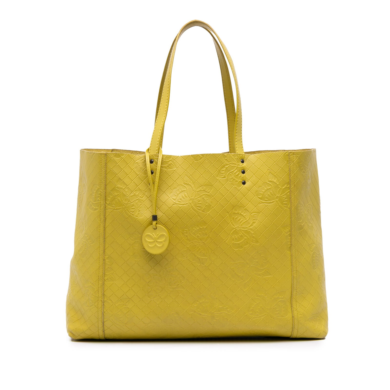 Bottega Veneta Leather Intrecciomirage Butterfly Tote Yellow (1 of 12)