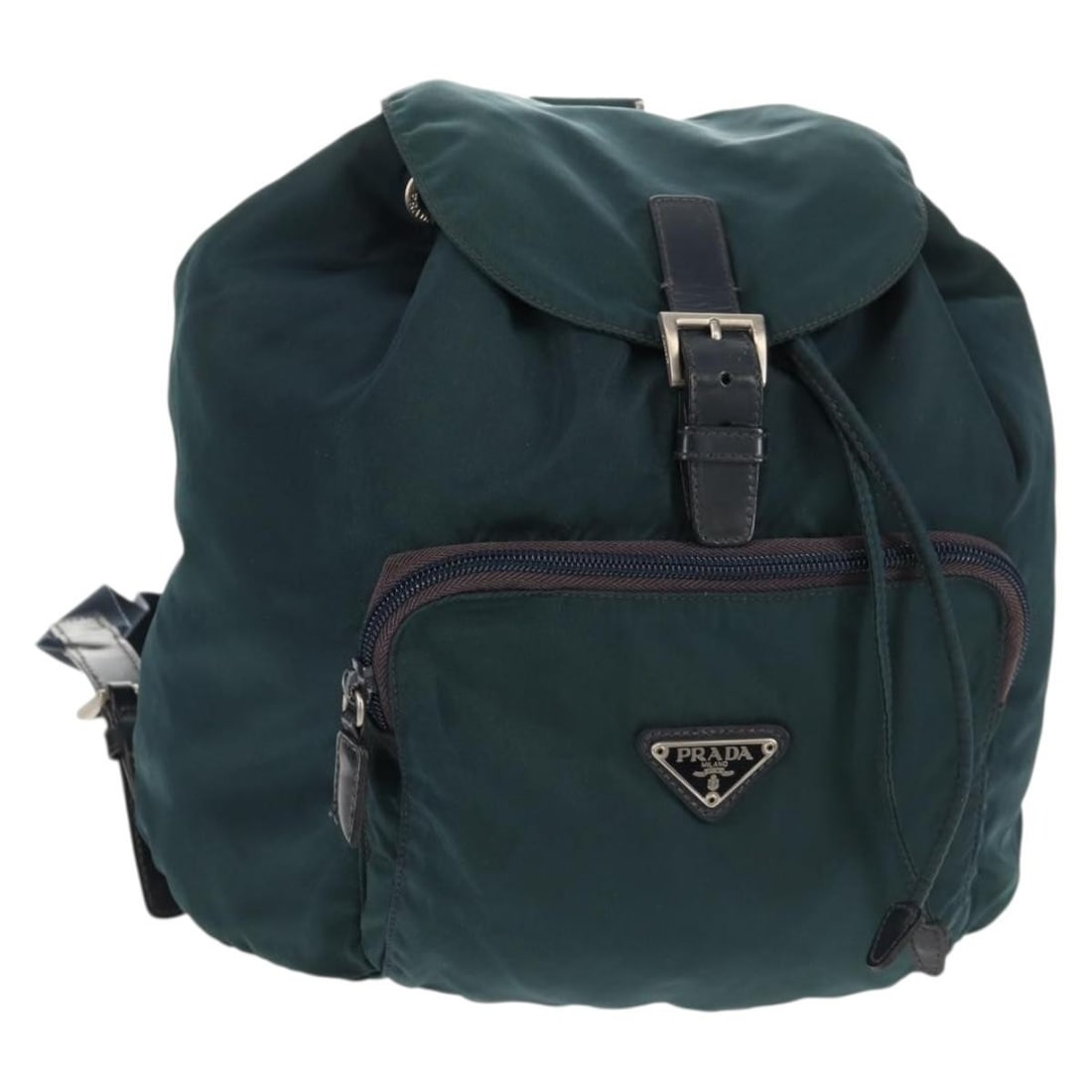 Prada Blue Nylon Backpack with Silver Accents Made in Italy: Prada Blue Nylon Backpack with Silver Accents Made in Italy This PRADA backpack features a blue and silver nylon exterior with silver-tone hardware. Designed in Italy, it offers a stylish and practica