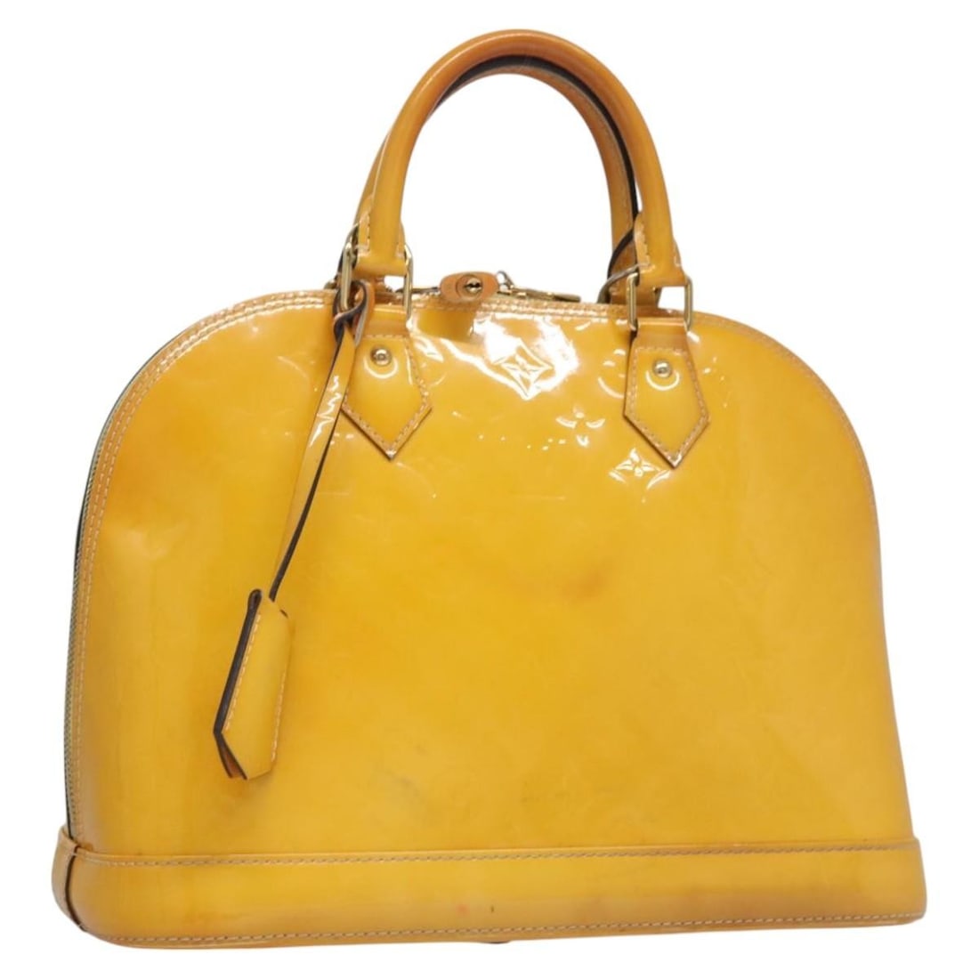 Louis Vuitton Alma PM Monogram Vernis Citrin Patent Leather Handbag with Padlock (1 of 18)