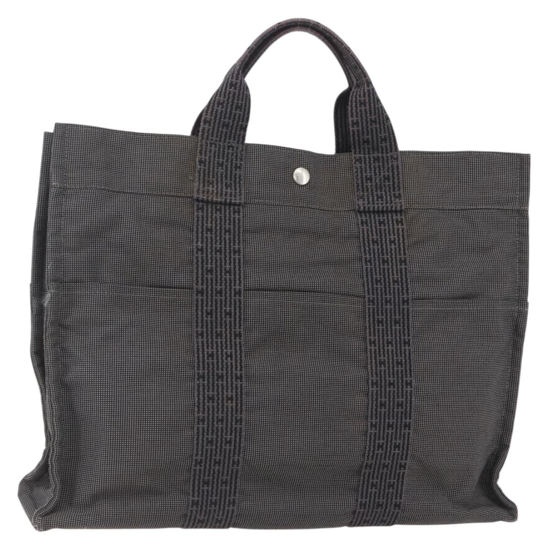 Hermes Her Line MM Gray Canvas Tote Bag from France (1 of 18)