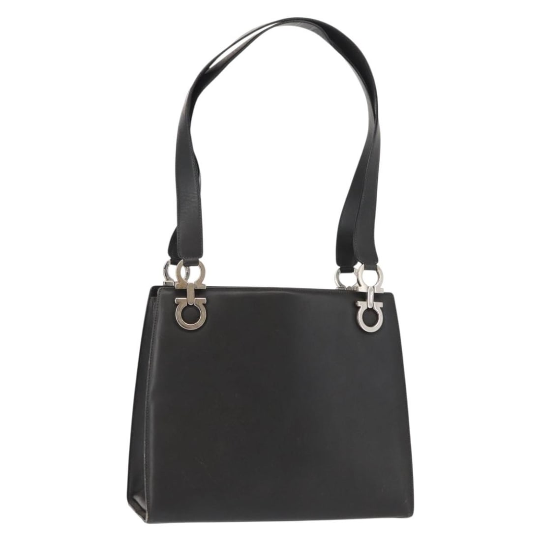 Salvatore Ferragamo Gray Silver Leather Gancini Tote Bag Auth 148318 (1 of 18)