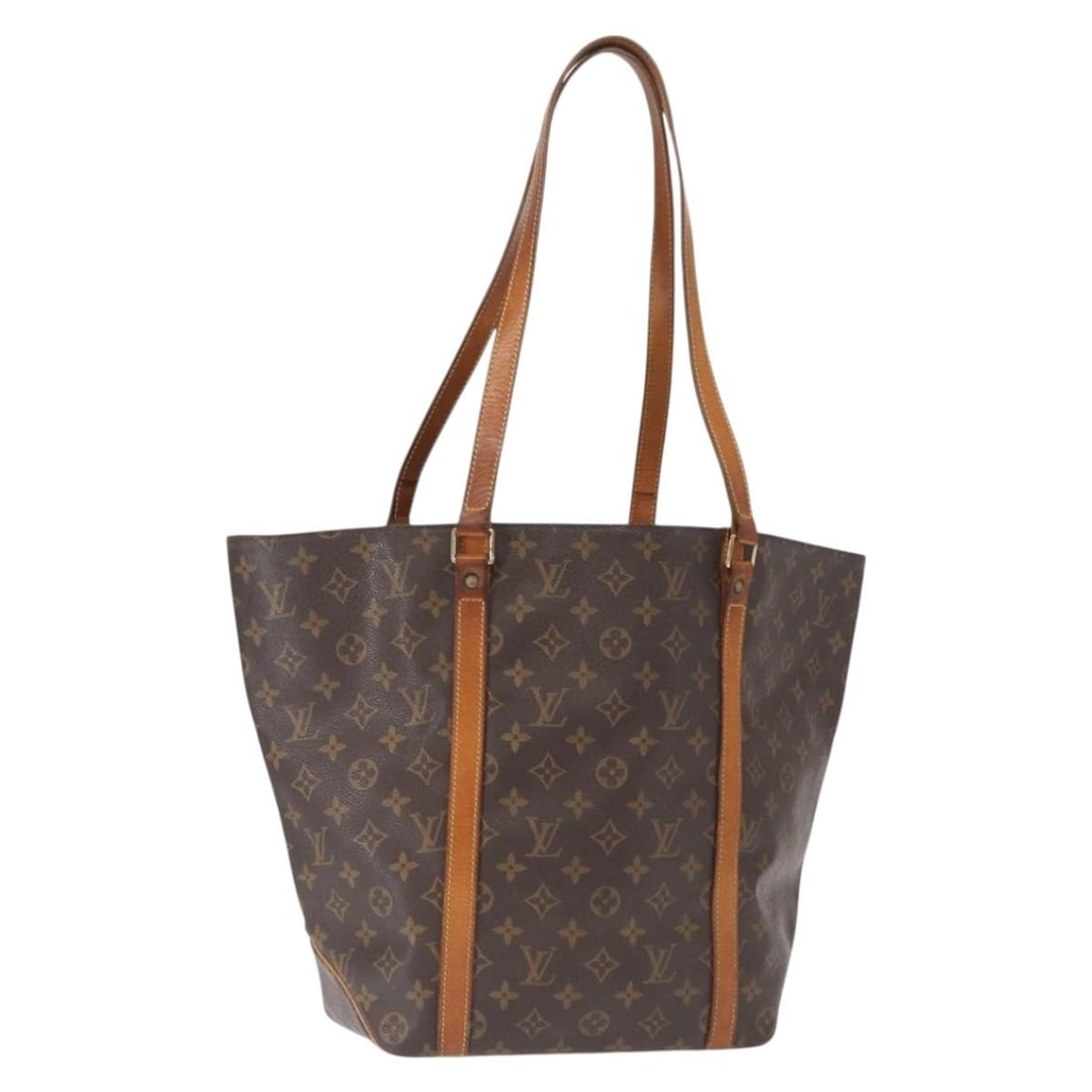 Louis Vuitton Monogram Canvas Sac Shopping Tote Bag M51108 France: Louis Vuitton Monogram Canvas Sac Shopping Tote Bag M51108 France This Louis Vuitton Monogram Sac Shopping Tote Bag, model M51108, is crafted from the brand's signature monogram canvas. The bag featur