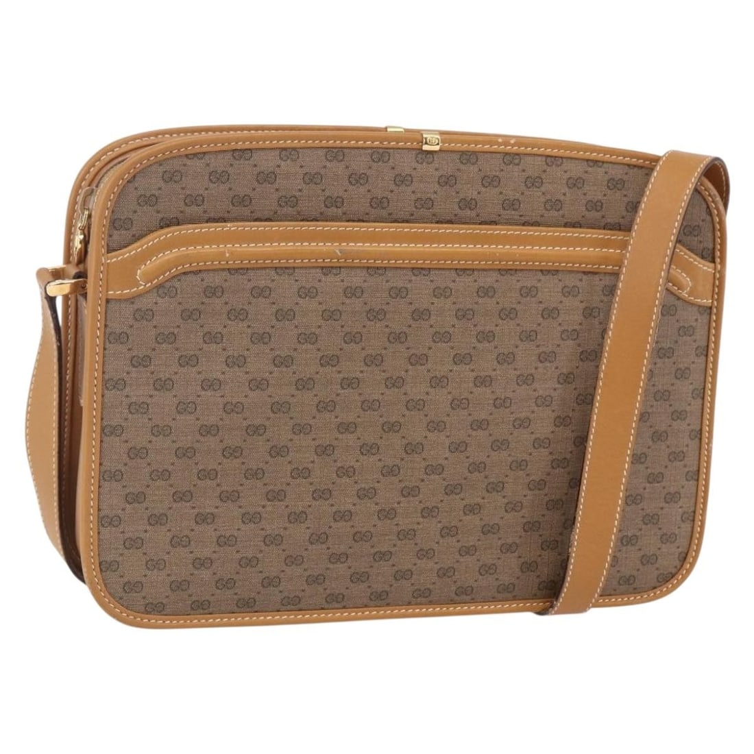 GUCCI Beige Gold Micro GG Supreme Shoulder Bag PVC Auth BA7785 (1 of 18)