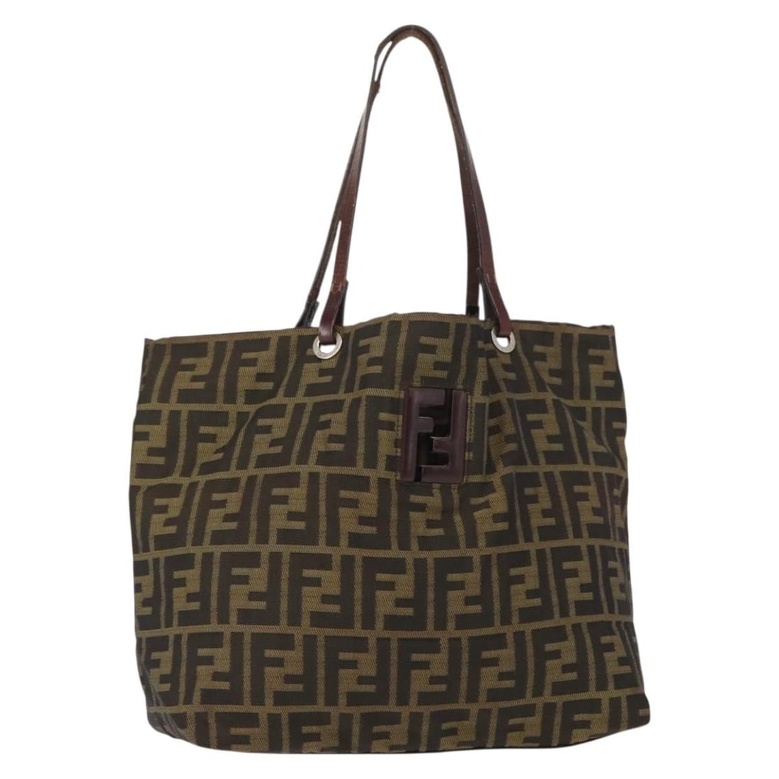 FENDI Zucca Canvas Tote Bag Black Brown Italy Auth 150031 (1 of 18)