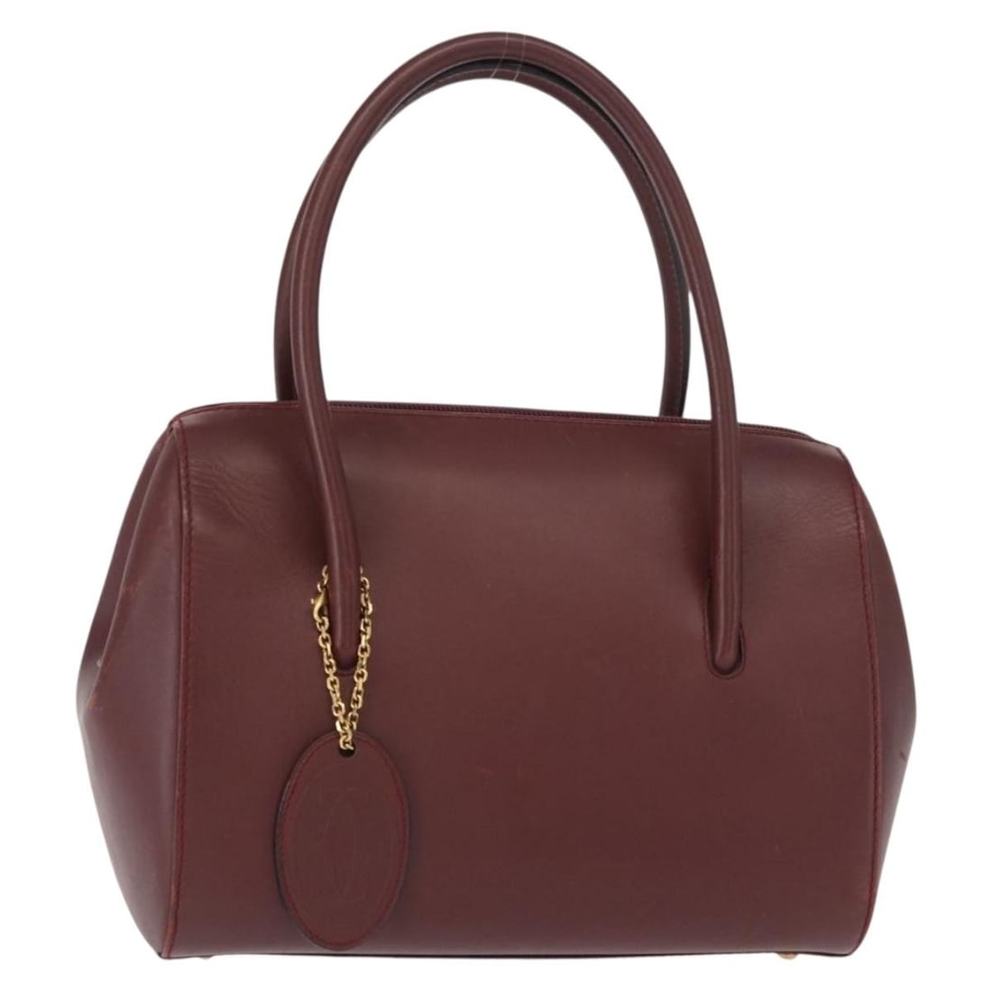 CARTIER Must Line Bordeaux Leather Hand Bag Gold Hardware (1 of 18)