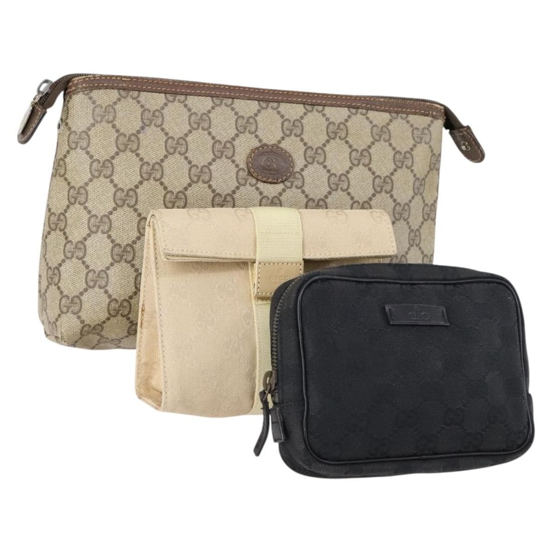 GUCCI GG Canvas Supreme Pouch Set of 3 Pink Black Beige Authentic (1 of 18)
