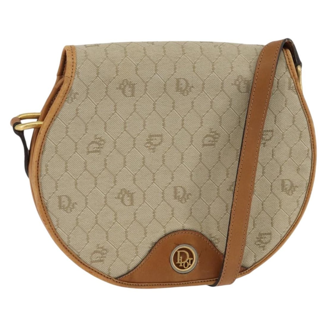 Christian Dior Honeycomb Canvas Shoulder Bag PVC Beige Gold: Christian Dior Honeycomb Canvas Shoulder Bag PVC Beige Gold This Christian Dior Honeycomb Canvas Shoulder Bag is a stunning accessory that exemplifies elegance and style. Crafted in France, this shoul